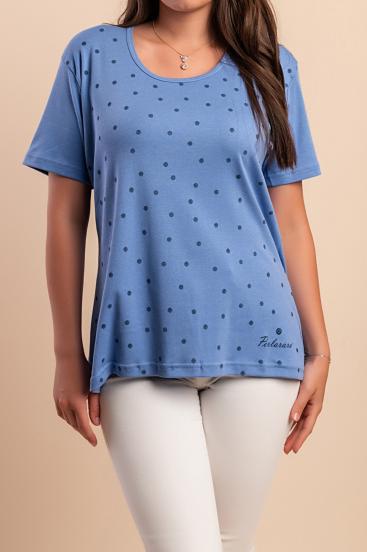 Camiseta de algodón con estampado, azul claro
