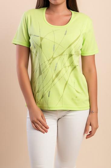 Camiseta de algodón con estampado, verde claro