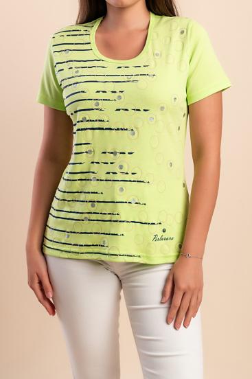 Camiseta de algodón con estampado, verde claro
