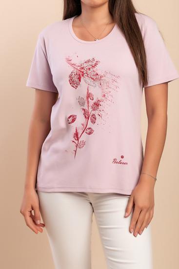 Camiseta de algodón con estampado, color rosa