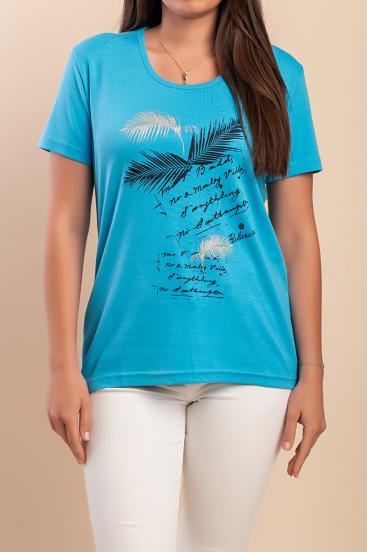 Camiseta de algodón con estampado, azul