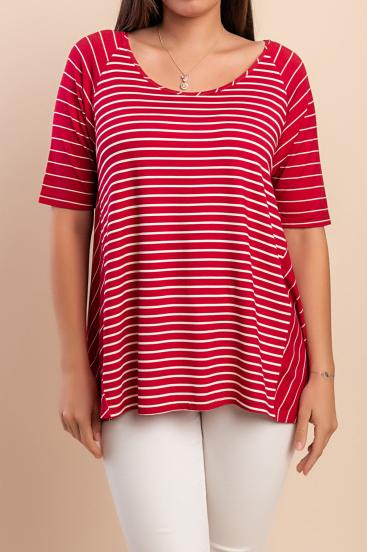 Camiseta con estampado de rayas, roja