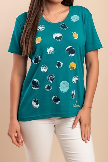 Camiseta de algodón con estampado, color petróleo