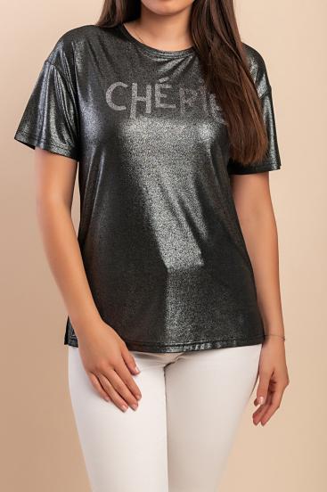 Camiseta estampada, negra