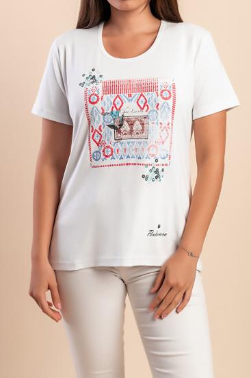 Camiseta de algodón con estampado, color blanco.