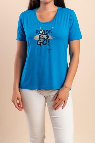 Camiseta con estampado, color azul