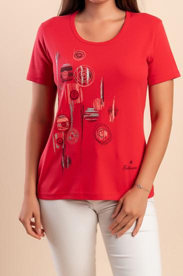 Camiseta con estampado, color rojo