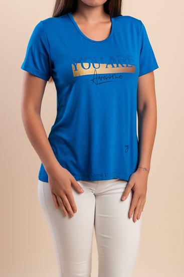 Camiseta con estampado, color azul