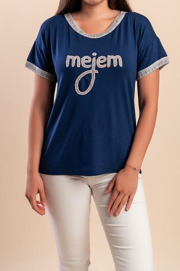 Camiseta con estampado, azul oscuro
