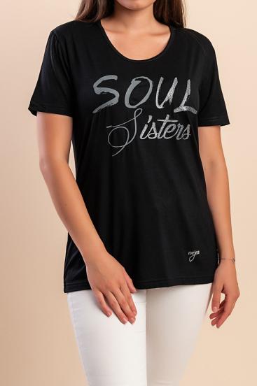 Camiseta con estampado, color negro