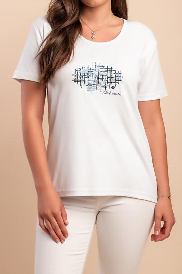 Camiseta de algodón con estampado, color blanco.
