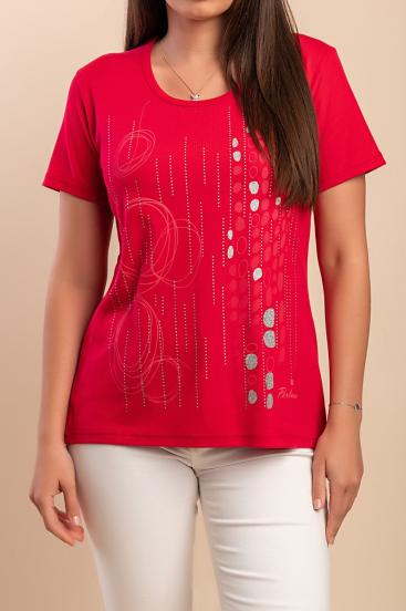 Camiseta de algodón con estampado, color rojo.