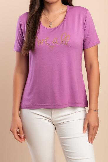 Camiseta estampada de viscosa, violeta