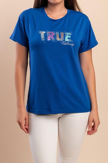 Camiseta de algodón con estampado, azul