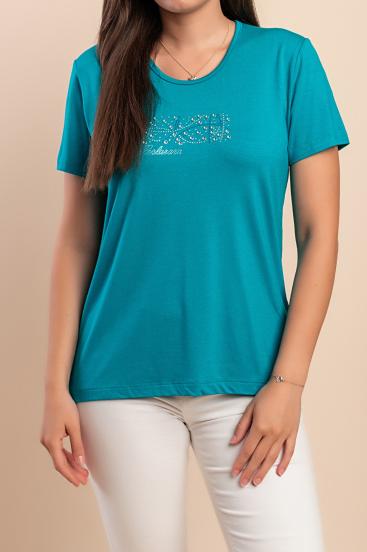 Camiseta de algodón con estampado, color turquesa