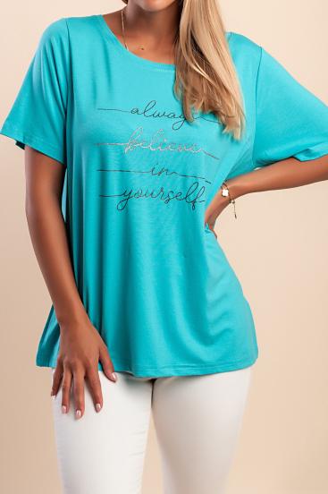 Camiseta con estampado, color turquesa