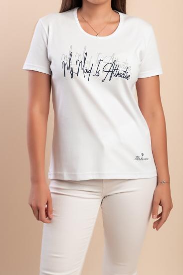 Camiseta de algodón con estampado, color blanco.