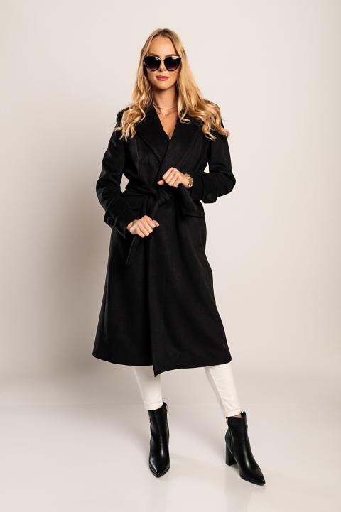 Elegante abrigo largo Canossa, negro