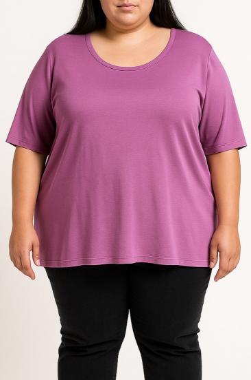 Camiseta de cuello redondo, morada