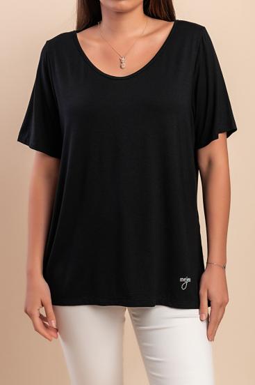 Camiseta de cuello redondo, color negro