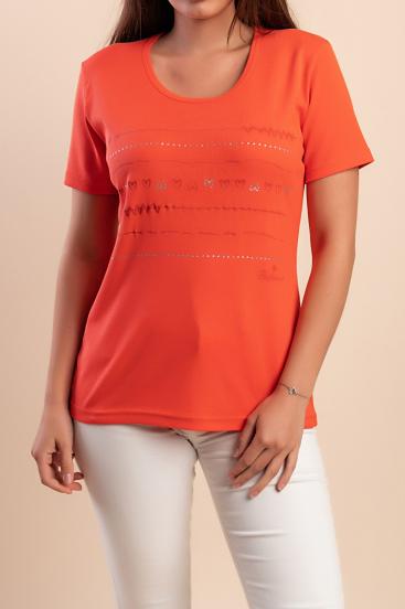 Camiseta con estampado, color naranja