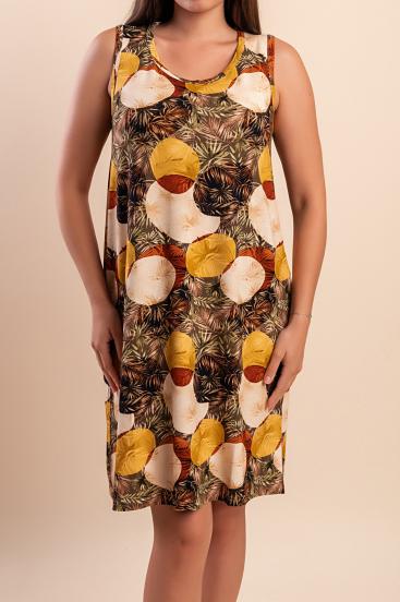 Vestido midi con estampado, marrón