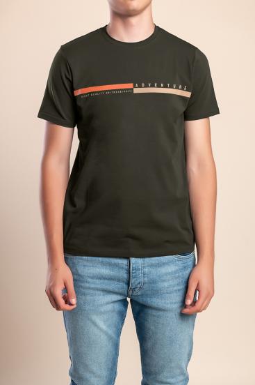 Camiseta de algodón para hombre, oliva