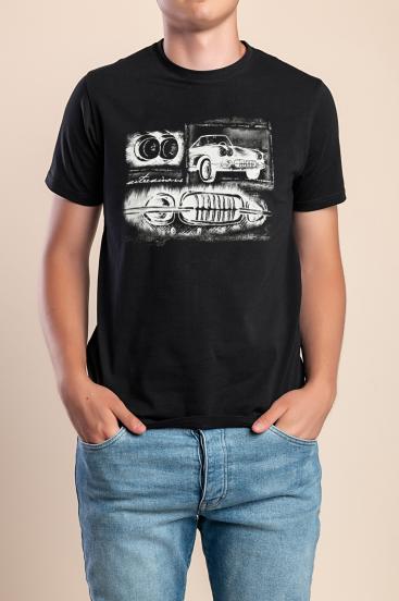 Camiseta de algodón para hombre, negra