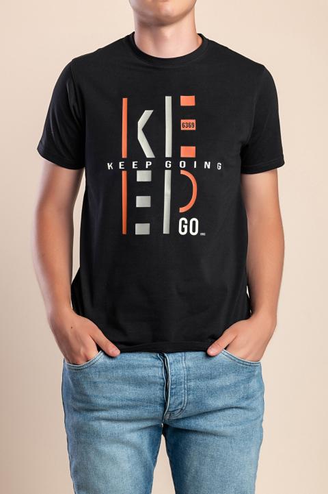 Camiseta de algodón para hombre, negra