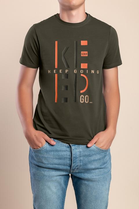 Camiseta de algodón para hombre, oliva
