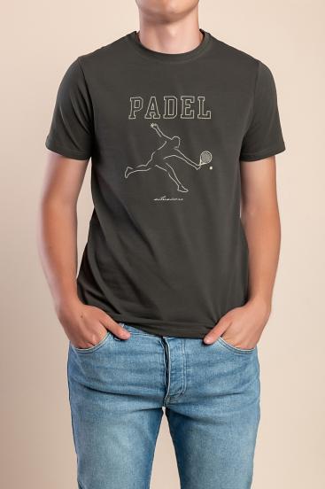 Camiseta de algodón para hombre, oliva