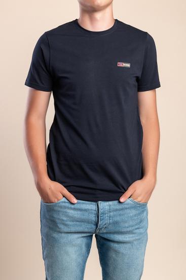 Camiseta de algodón para hombre, azul oscuro