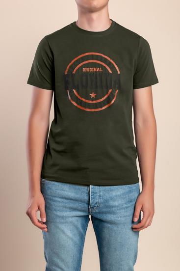 Camiseta de algodón para hombre, oliva