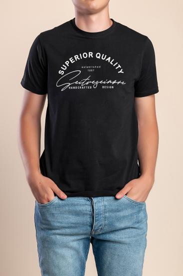 Camiseta de algodón para hombre, negra