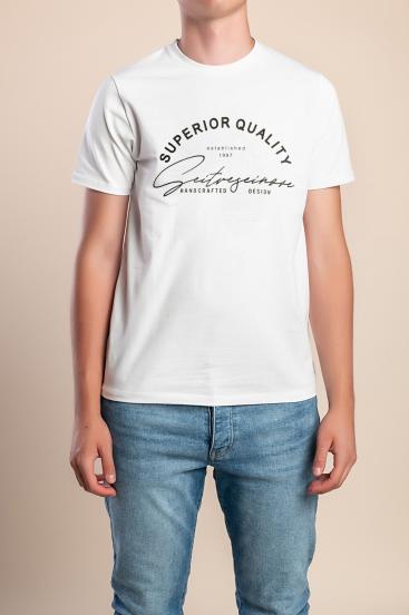 Camiseta de algodón para hombre, blanca