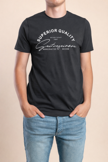 Camiseta de algodón para hombre, gris