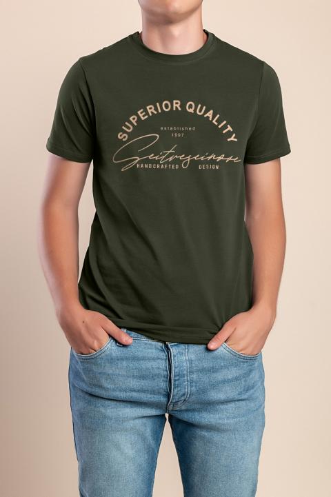 Camiseta de algodón para hombre, oliva