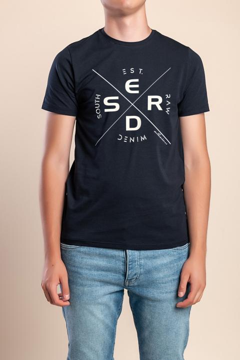 Camiseta de algodón para hombre, azul oscuro