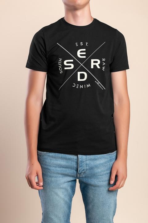 Camiseta de algodón para hombre, negra