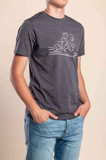 Camiseta de algodón para hombre con estampado, color gris.