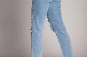 Jeans rectos con rotos Vallia, azul claro