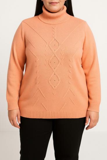 Suéter talla grande con cuello alto, albaricoque