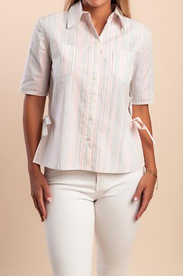 Camisa de algodón con estampado de rayas, color blanco.