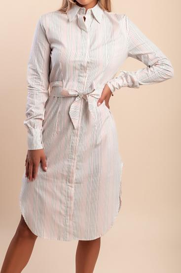 Vestido camisero de rayas, blanco