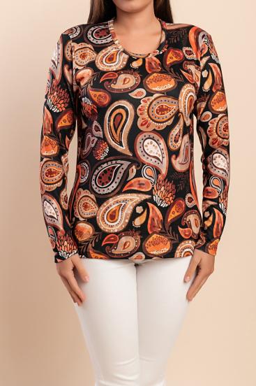 Top estampado, color naranja