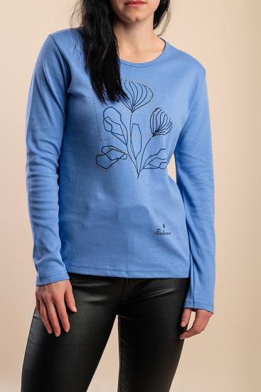 Top de algodón con estampado, azul