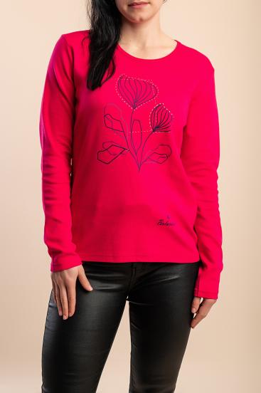 Top de algodón con estampado, fucsia