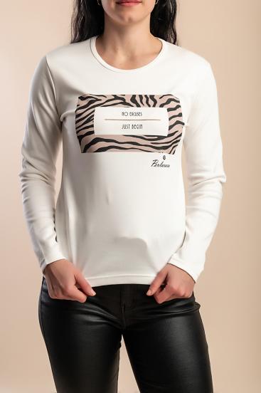 Top de algodón con estampado, blanco