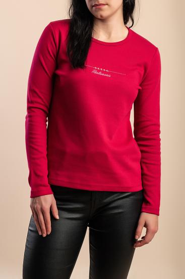 Top de algodón con detalle decorativo, burdeos