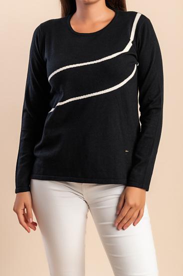 Top de punto estampado, negro